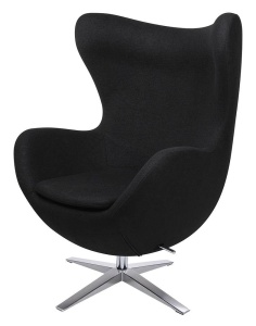 FOTOLIU CONFORTABIL EGG SZEROKI, NEGRU 4/CROM, DIN CASMIR SI METAL, STIL MODERN B2