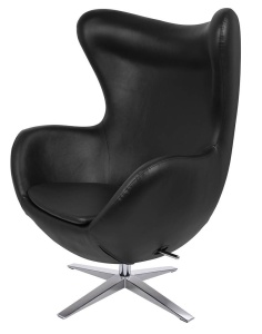 FOTOLIU CONFORTABIL EGG SZEROKI, NEGRU/CROM, DIN PIELE ECOLOGICA SI METAL, STIL MODERN