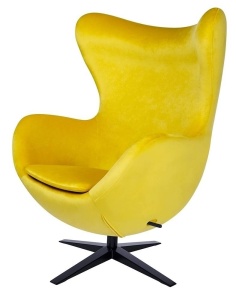 FOTOLIU CONFORTABIL EGG SZEROKI VELVET, GALBEN 20/NEGRU, DIN CATIFEA SI METAL, STIL MODERN B2