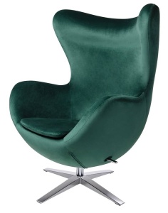 FOTOLIU CONFORTABIL EGG SZEROKI VELVET, VERDE INCHIS 18/CROM, DIN CATIFEA SI METAL, STIL MODERN B2