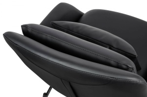 FOTOLIU CONFORTABIL LAZY, NEGRU, DIN PIELE ECOLOGICA SI METAL, STIL MODERN - Img 6