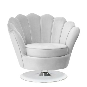 FOTOLIU CONFORTABIL ROTATIV SWIVEL SHELL, GRI/CROM, TAPITERIE DIN CATIFEA SI PICIOR DIN METAL, STIL MODERN