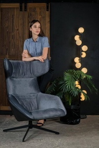 FOTOLIU CONFORTABIL VITA, GRI/NEGRU, TAPITAT IN CATIFEA SI PIELE ECOLOGICA, STIL MODERN B2 - Img 2