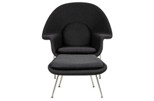 FOTOLIU CU TABURET, COZY, GRI GRAFIT 4/CROM, CU TAPITERIE DIN CASMIR, STIL MODERN - Img 4