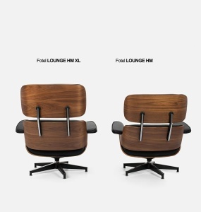 FOTOLIU DE RELAXARE DE LUX, ARTIM LOUNGE HM XL, REALIZAT PIELE NATURALA ITALIANA SI LEMN, CULOARE NEGRU/NUC, STIL EAMES - Img 11
