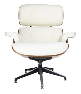 FOTOLIU EXCLUSIVIST, LOUNGE HM PREMIUM SZEROKI, ALB/NUC, PIELE NATURALA SI LEMN DE NUC, STIL MODERN - Img 2