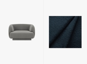 FOTOLIU MILEY, ALBASTRU INCHIS, CU TAPITERIE DIN TEXTIL BOUCLEE BALOO, MICADONI