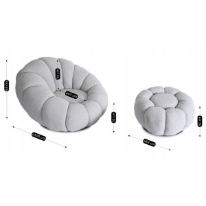 FOTOLIU ROTATIV CU POUF, ARTIM MEBLE, REALIZAT DIN MATERIAL TEXTIL BOUCLE GRI, STIL MODERN - Img 6