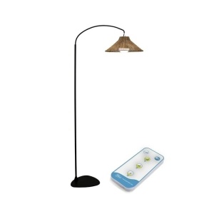 LAMPADAR DE GRADINA NIZA 165 NEGRU, CONFECTIONAT DIN METAL SI FIBRE NATURALE