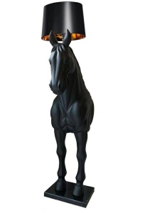 LAMPADAR KON HORSE STAND M, NEGRU, DIN FIBRA DE STICLA, MARMURA SI TEXTIL, STIL MODERN