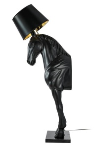 LAMPADAR KON HORSE STAND M, NEGRU, DIN FIBRA DE STICLA, MARMURA SI TEXTIL, STIL MODERN - Img 3