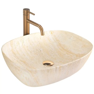 LAVOAR PE BLAT FREJA TRAVERTIN MAT 51CM, DIN CERAMICA, CALITATE SUPERIOARA, REA - Img 4
