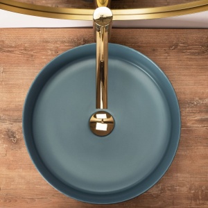 LAVOAR REA ASHLEY, ALBASTRU, 40 CM, MONTAJ PE BLAT, DIN CERAMICA, CALITATE SUPERIOARA, REA - Img 5