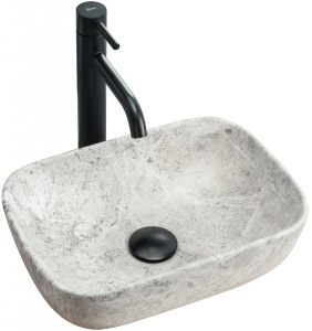 LAVOAR REA, CAMELIA LIGHT STONE, 36 CM, GRI, DESIGN MODERN, MONTAJ PE BLAT, CALITATE SUPERIOARA, REA