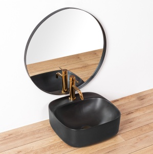 LAVOAR REA CERAMICA, LUIZA, 42CM, NEGRU MAT, MONTAJ PE BLAT, DESIGN DEOSEBIT, CALITATE SUPERIOARA, REA - Img 4