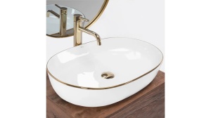 LAVOAR REA CLEO EDGE, ALB/AURIU, 60,5 CM, DIN CERAMICA, CALITATE SUPERIOARA