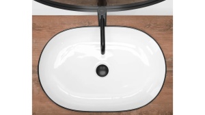 LAVOAR REA CLEO EDGE, ALB/NEGRU, 60,5 CM, DIN CERAMICA, CALITATE SUPERIOARA - Img 4
