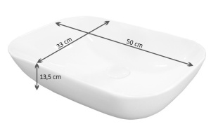 LAVOAR REA MODERN CELIA, SLIM, 50CM, ALB, MONTAJ PE BLAT, DIN CERAMICA, CALITATE SUPERIOARA, REA