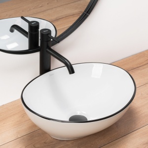 LAVOAR REA SOFIA EDGE, ALB/NEGRU, 41 CM, DIN CERAMICA, CALITATE SUPERIOARA