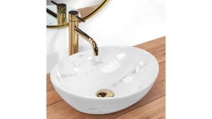 LAVOAR REA SOFIA, NATURE MARBLE, EFECT DE MARMURA ALBA, 41 CM, DIN CERAMICA, CALITATE SUPERIOARA
