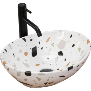 LAVOAR REA SOFIA TERAZZO, 41CM, MONTAJ PE BLAT, DIN CERAMICA, CALITATE SUPERIOARA, REA