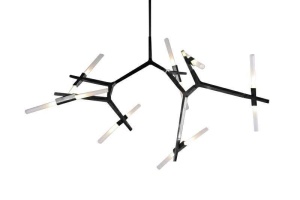 LUSTRA CANDELABR 14, DIN ALUMINIU SI STICLA, NEAGRA, STIL MODERN, B2
