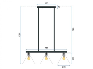 LUSTRA CU 3 BECURI APP318-3CP, 108x77 cm, NEGRU SI ARGINTIU, DIN STICLA SI METAL DE INALTA CALITATE, STIL MODERN, TU - Img 5