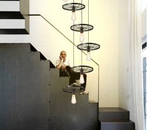 LUSTRA CU 5 BECURI CIRCLE INDUSTRIAL APP214-5CP, 150x30x18 cm, NEGRU, DIN METAL, STIL MODERN, TU - Img 5
