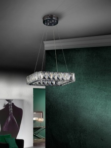 LUSTRA DIVA 854196N, DIN METAL, OTEL INOXIDABIL SI CRISTALE FATETATE, STIL MODERN, SCHULLER