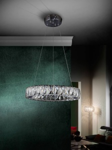LUSTRA DIVA 854275D, DIN METAL, OTEL INOXIDABIL SI CRISTALE FATETATE, STIL MODERN SCHULLER