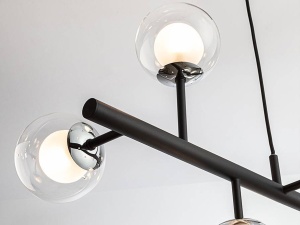 LUSTRA/PLAFONIERA ALTAIS, 92 CM, NEGRU MAT/CROM/OPAL, DIN METAL SI STICLA, STIL MODERN - Img 3