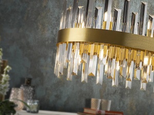 LUSTRA/PLAFONIERA GRACE, 80 CM, AURIU PERIAT/TRANSPARENT, DIN METAL SI STICLA, STIL MODERN - Img 4