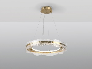 LUSTRA/PLAFONIERA LIRA, 60 CM, AURIU PERIAT/TRANSPARENT, DIN METAL SI STICLA, STIL MODERN - Img 4