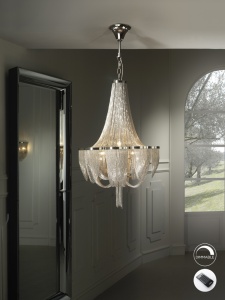 LUSTRA/PLAFONIERA MINERVA, CU TELECOMANDA, 55 CM, CROM/NICHEL, DIN METAL, STIL MODERN