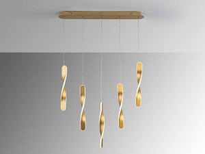 LUSTRA/PLAFONIERA TWIST, 77 CM, AURIU PERIAT/OPAL, DIN METAL, ALUMINIU SI ACRIL, STIL MODERN - Img 5