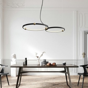 LUSTRA RING CU TELECOMANDA APP763-30-50, 80x50 cm, NEGRU SI AURIU, DIN METAL DE INALTA CALITATE, STIL MODERN, TU - Img 4