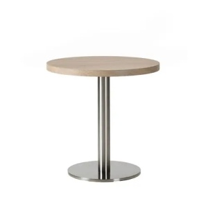 Masă de cafenea rotunda 68x68cm, culoare stejar sonoma, metal si furnir laminat