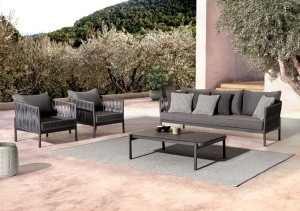 MASA DE GRADINA/TERASA FLORENCIA, GRI GRAFIT, CONFECTIONATA DIN ALUMINIU, STIL MODERN MINIMALIST - Img 4