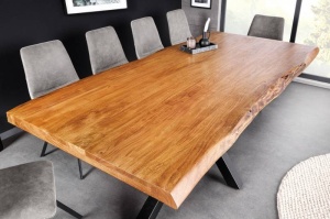 MASA DE SUFRAGERIE, WILD 200CM, LEMN DE SALCAM SI METAL, NATUR/NEGRU - Img 3