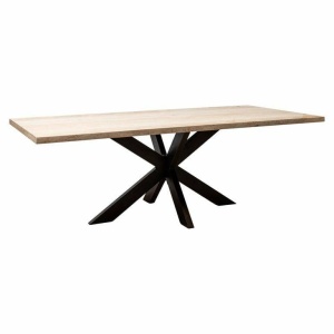 MASA DINING AVALON, 230 CM, BEJ/NEGRU, DIN TRAVERTIN SI METAL, RICHMOND INTERIORS