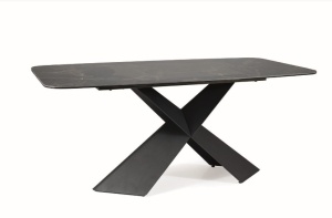 MASA DINING AVANGARD CERAMIC, EFECT DE MARMURA NEGRU/NEGRU MAT, DIN CERAMICA SI METAL, STIL MODERN SIGNAL - Img 4
