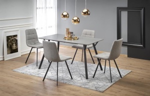 MASA DINING BALROG, GRI DESCHIS/NEGRU, 140/80 CM, BLAT DIN MDF LACUIT SI PICIOARE DIN METAL, STIL MODERN - Img 1