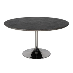 MASA DINING BLACKBONE, 140 CM, NEGRU RUSTIC/CROM, DIN STEJAR SI METAL, RICHMOND INTERIORS