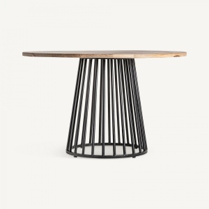 MASA DINING BUHL, NEGRU SI NATURAL, REF. 33079, PRELUCRATA MANUAL, CONFECTIONATA DIN LEMN DE MANGO SI METAL, STIL INDUSTRIAL