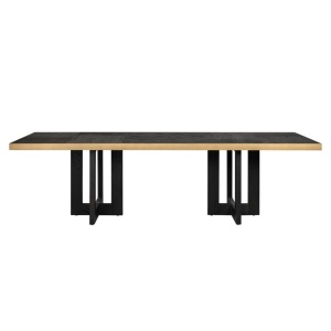 MASA DINING CAMBON, 320 CM, NEGRU/AURIU, DIN LEMN DE STEJAR SI METAL, RICHMOND INTERIORS - Img 2