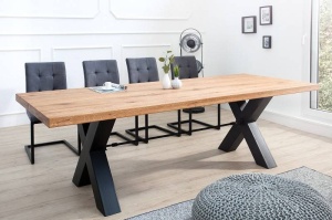 MASA DINING DIN LEMN MASIV 200CM, THOR, COD 41183, STEJAR SI CADRUL DIN METAL, STIL INDUSTRIAL