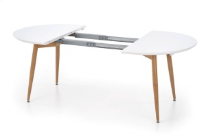 MASA DINING EXTENSIBILA EDWARD, STEJAR MIERE/ALB, 120/200 CM, BLAT DIN MDF SI PICIOARE DIN METAL , STIL MODERN - Img 5