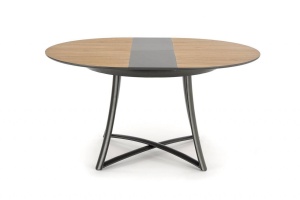 MASA DINING EXTENSIBILA MORETTI, STEJAR AURIU/GRI/NEGRU, 118/148 CM, BLAT DIN MDF SI PICIOARE DIN METAL, STIL VINTAGE - Img 4