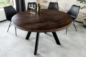 MASA DINING IRON CRAFT 120CM, ROTUNDA, DIN LEMN DE MANGO SI PICIOARE DE METAL, CULOARE TAUPE, ARTIM GROUP SELECTION - Img 3
