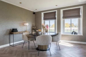 MASA DINING IRONVILLE, 140 CM, EFECT DE MARMURA NEAGRA/AURIU ANTICHIZAT, DIN MARMURA SI METAL, RICHMOND INTERIORS - Img 3